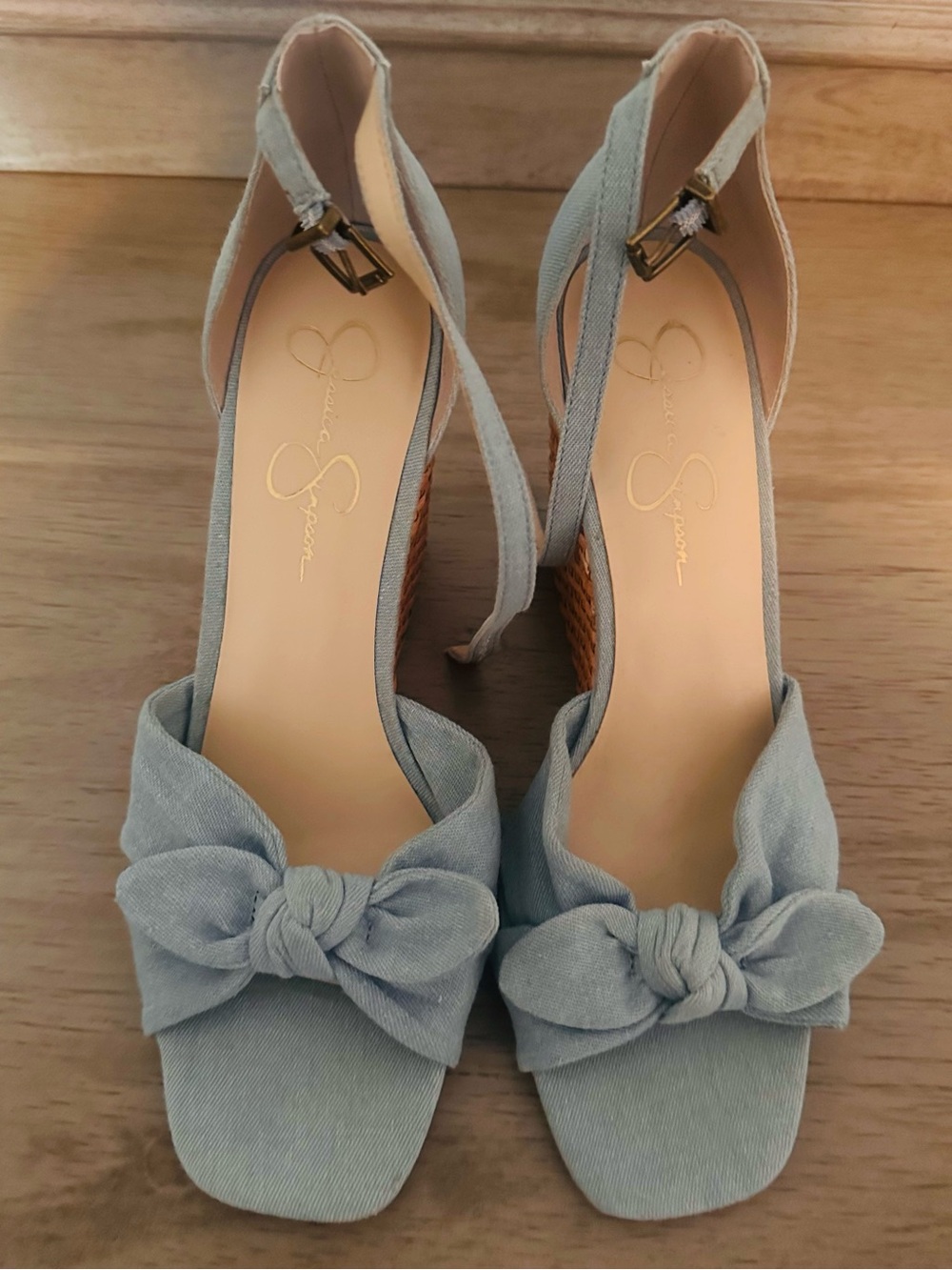 Jessica Simpson Light Blue Bow Espadrille Wedge Sandals